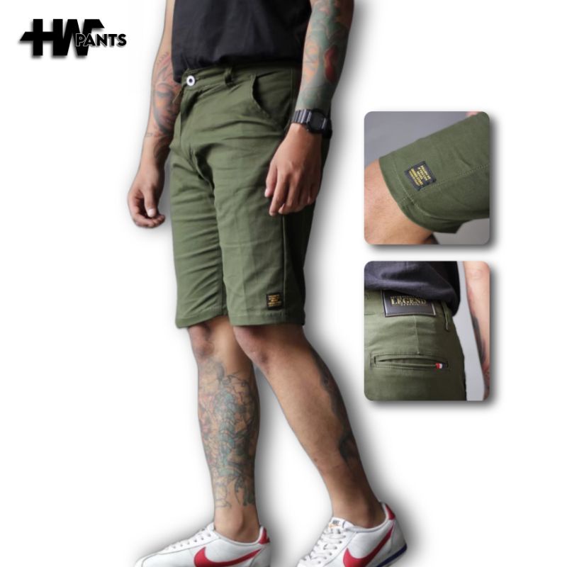 Celana Pendek Pria Chino - Celana Chino Pendek Pria Hijau Army
