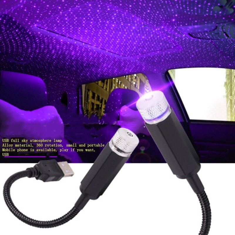 Lampu Led Dekorasi Interior Mobil Lampu Led Langit Proyektor USB Model Bintang