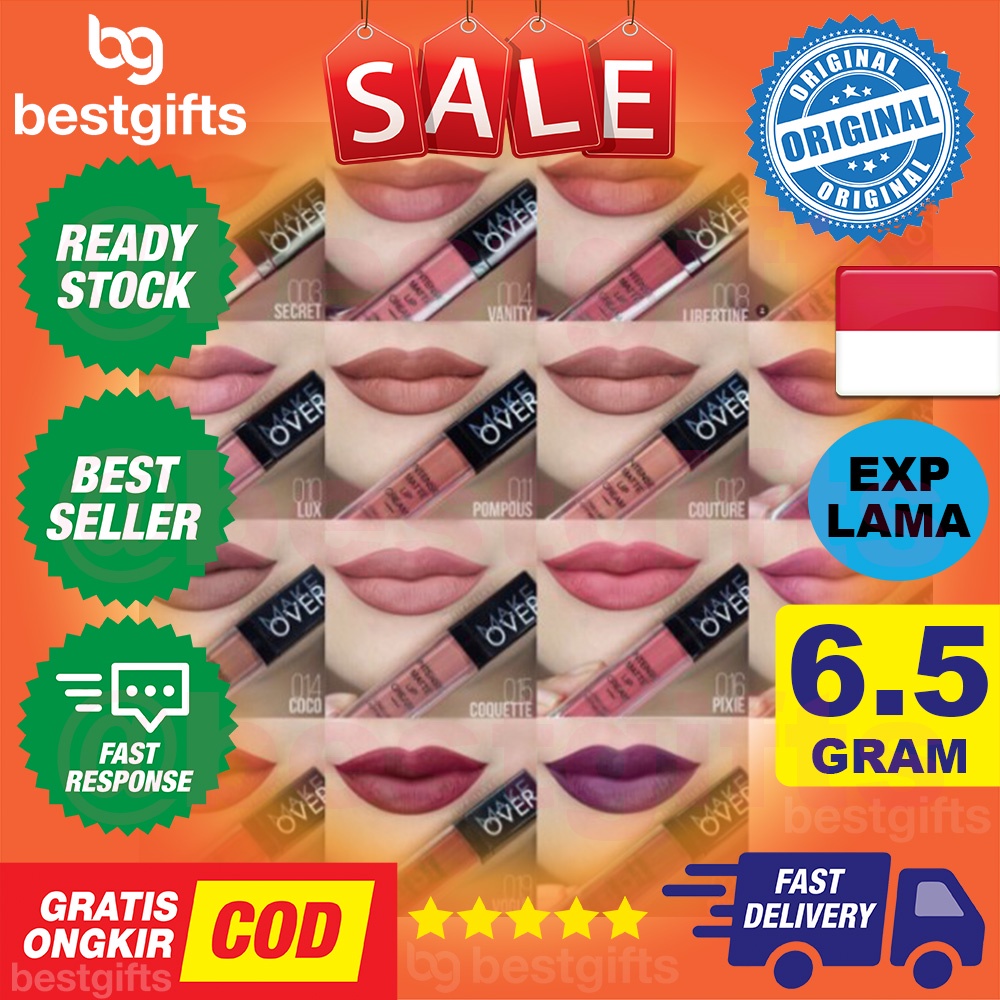 MAKE OVER MAKEOVER INTENSE MATTE LIP CREAM GLOSS STIK STICK TINT LIPSTICK LIPSTIK TAHAN LAMA 6.5 GRAM