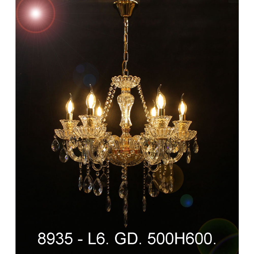 Lampu Gantung Lilin Kristal 6 Lampu 8935