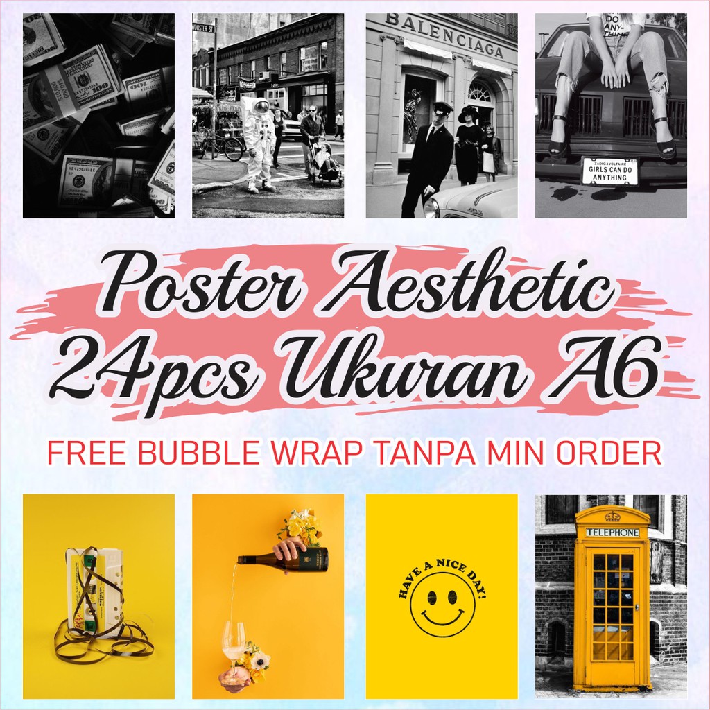 Jual Poster Aesthetic Paket 24pcs A6 Poster Aesthetic Poster Dinding