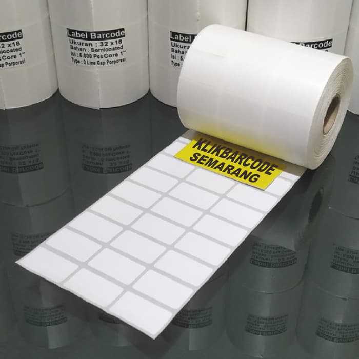 

PROMO LABEL STIKER BARCODE SEMICOATED 32 X 18 3LINE GAP CORE 1" ISI 5.000 PC MURAH
