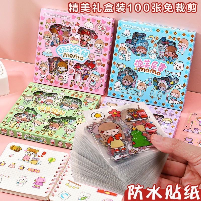 20 Lmbr Stiker aesthetic Motif Kartun Korea Lucu Anti Air Dekorasi Handbook Scrapbook DIY