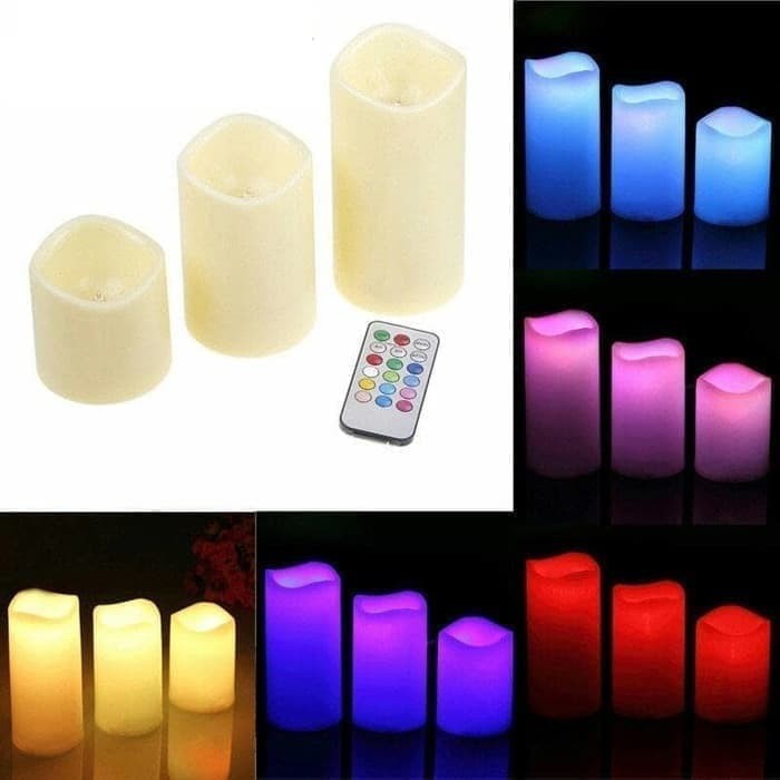 Lilin RGB Flame Lilin Valentin Valentine Free 3pcs LED Candle with Remote Control