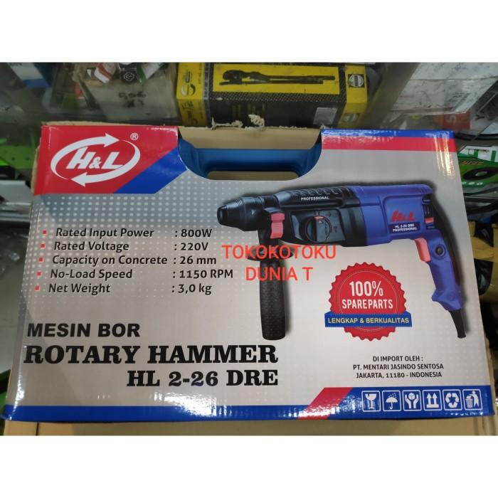 Mesin Bor Bobok Beton Rotary Hammer H&L HL 2-26 DRE Set Mata Bobok