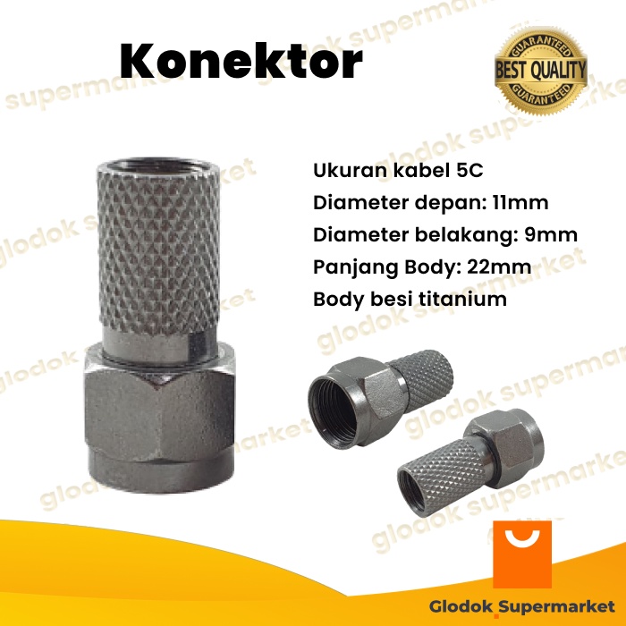 Konektor F Drat Jack Connector Jek TV Besi Titanium