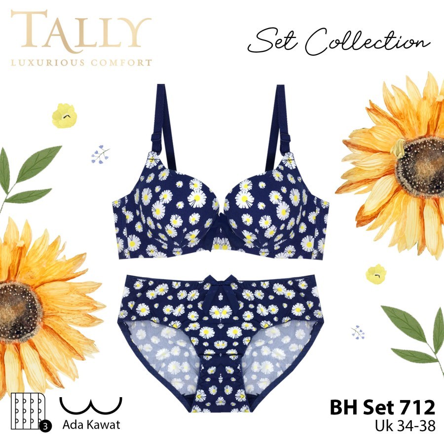 TALLY 712 Bra Set Busa Tipis Ada Kawat Motif Cup B - 38