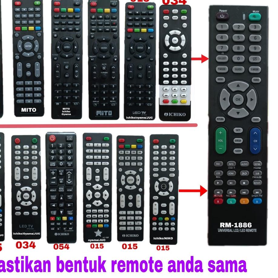 ♔ REMOTE LED TV UNIVERSAL REMOTE SMART TV UNIVERSAL JUNDA RM-1886 MULTI ➶