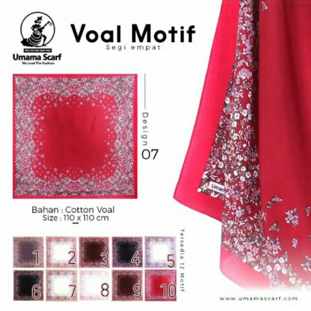 Jilbab segi empat motif bunga