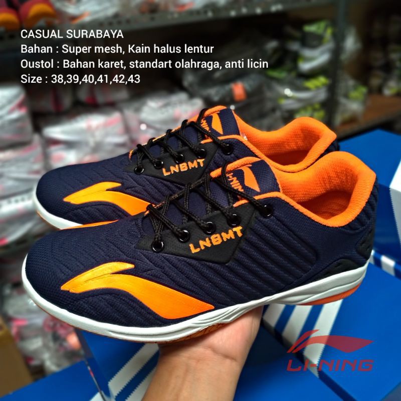 Sepatu Olahraga Badminton Lining Grade Original Navy Orange