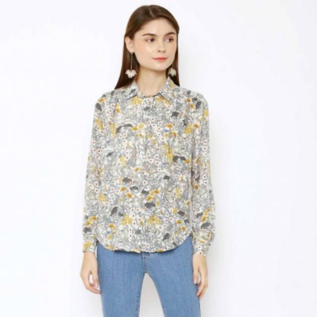 H&M Shirt Yellow Floral
