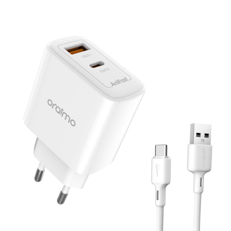 Oraimo OCW-E100D PowerGan Dual Charger Kit 25W Super Speed Fast Charging - Garansi 1 Tahun