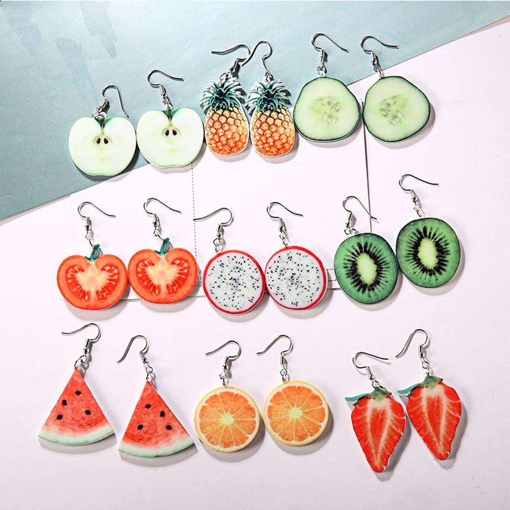 Anting Buah Nanas Perhiasan Fashion Hadiah Pesta Tomat Kiwi Orange Menjuntai