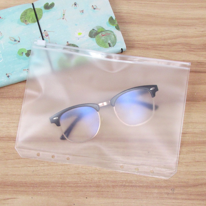 A5/A6 Transparent Matte PVC Binder Zipper Bag Album Sleeves Waterproof Bag 6 Holes Notebook Planner Accessories Stationery