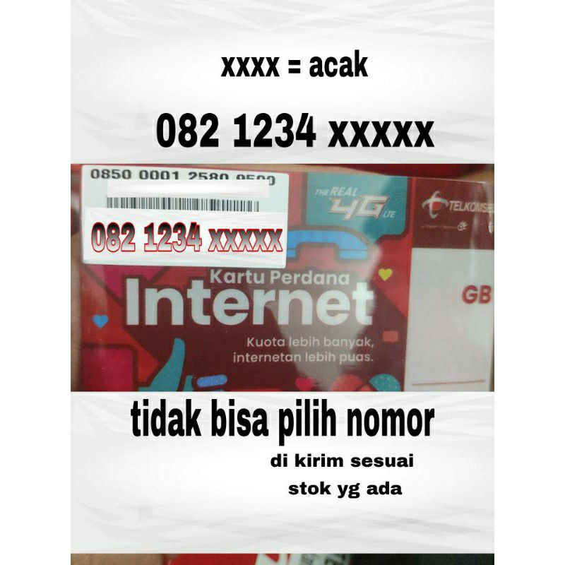 Kartu perdana telkomsel simpati red 4g lte 0k segel exp  2022 murah meriah acak belakang-082 1234 xx November