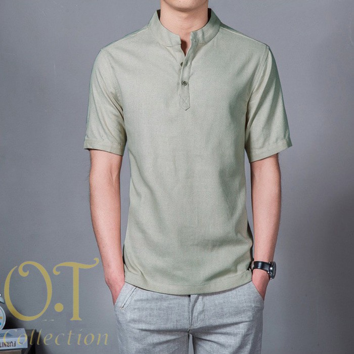 Executive Muda  koko syarif grey OT  baju koko pria katun twill lengan pendek abu Berkualitas