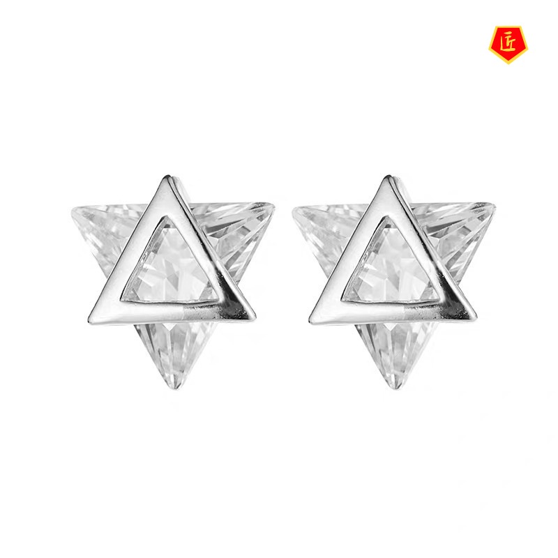 [Ready Stock]S925 Silver Mini Creative Triangle Stud Earrings