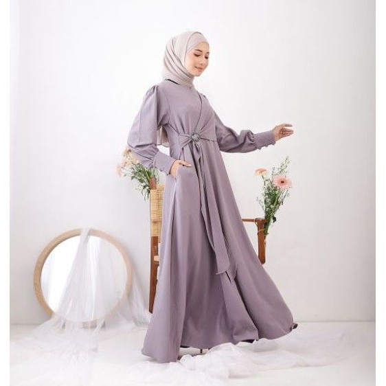 BAJU DRESS GAMIS BRUKAT  DEWASA TERBARU ABAYA MUSLIM SYAR'I MODERN LADY ZARA MAXI MODEL BALON - RAYA-5
