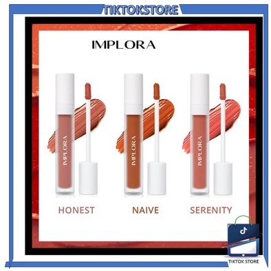 TIKTOK - IMPLORA LIP VELVET WITH VITAMIN E &amp; OMEGA 3 6 9 SHADE PELEMBAB CREAM TINT