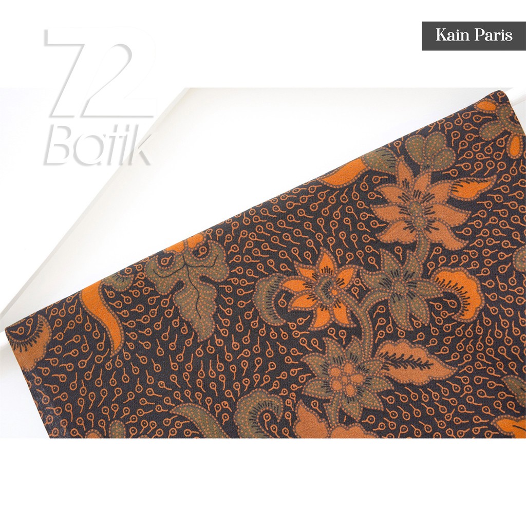 KAIN BATIK PREMIUM Bahan Paris Motif Kembang Warna Hijau Daun Orange Oren Oranye 722297 Cap 72 Jarik Jarit Samping Kebat Panjang Batik Paris Modern Premium Bahan Seragam Batik Pernikahan Kantor Keluarga Murah Kamen Jadi Batik Bali Lembaran