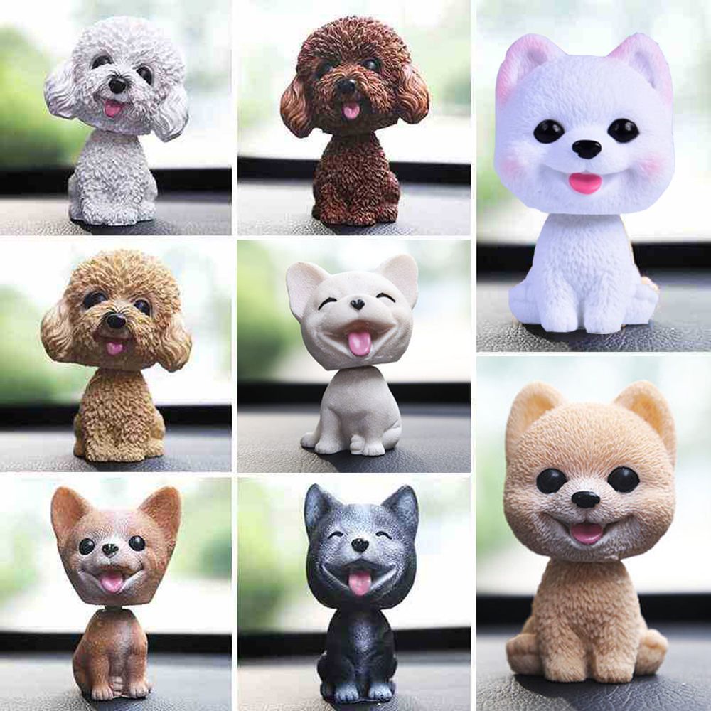 SUYOU 1PC Cute Nodding Puppy 8 Styles Car Swing Toys Shaking Head Dog New Vinyl Resin Car Interior Dashboard Ornament