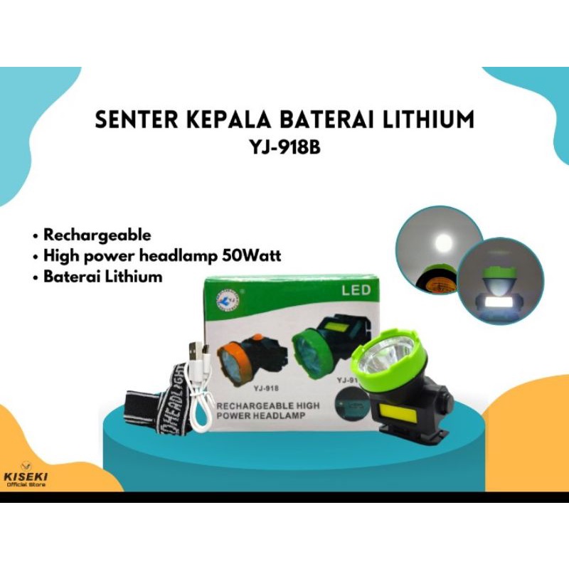 Senter Kepala 50 Watt Baterai Lithium Kiseki YJ 918B
