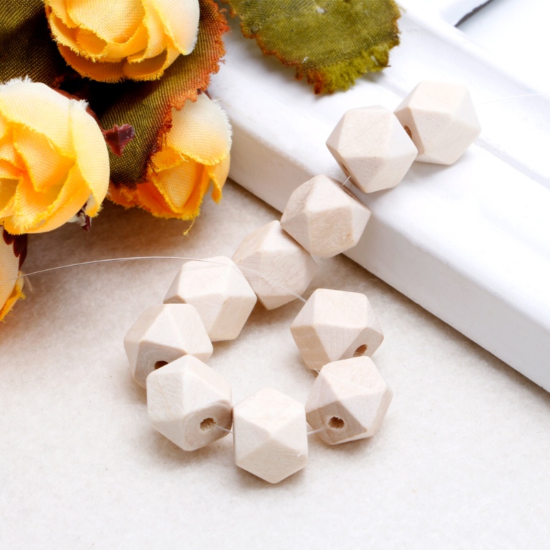 SIY  10pcs Wooden Geometric Natural Unfinished Beads For Jewelry Necklace Making 20mm