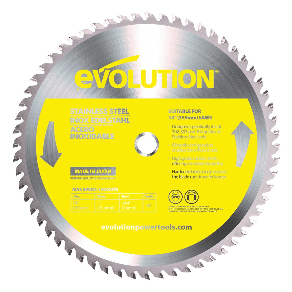 Circular Saw Blade EVOLUTION 355 mm Mata Pisau 14 Inch Dry Cut TCT Potong Stainless Steel