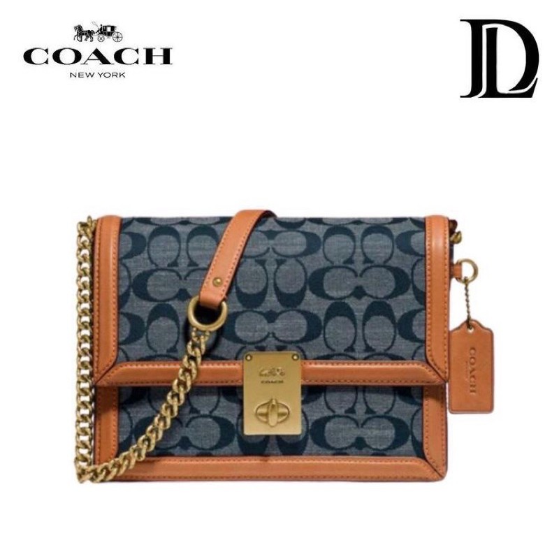 Coach Hutton Shoulder Bag in Signature Chambray