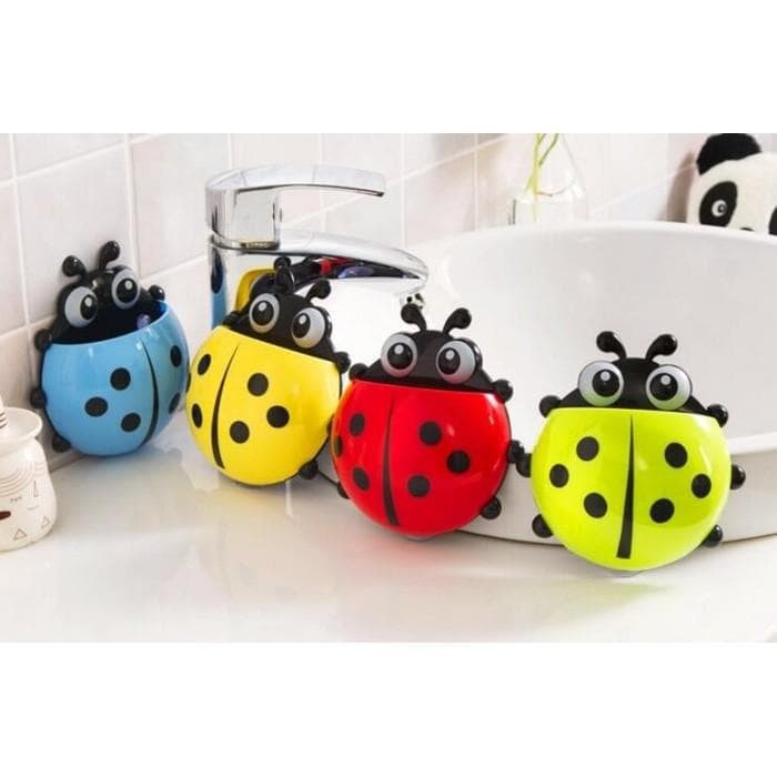 Tempat Sikat Gigi Kumbang Lady Bug Organizer Odol Tooth Brush Holder-gwengrosir09