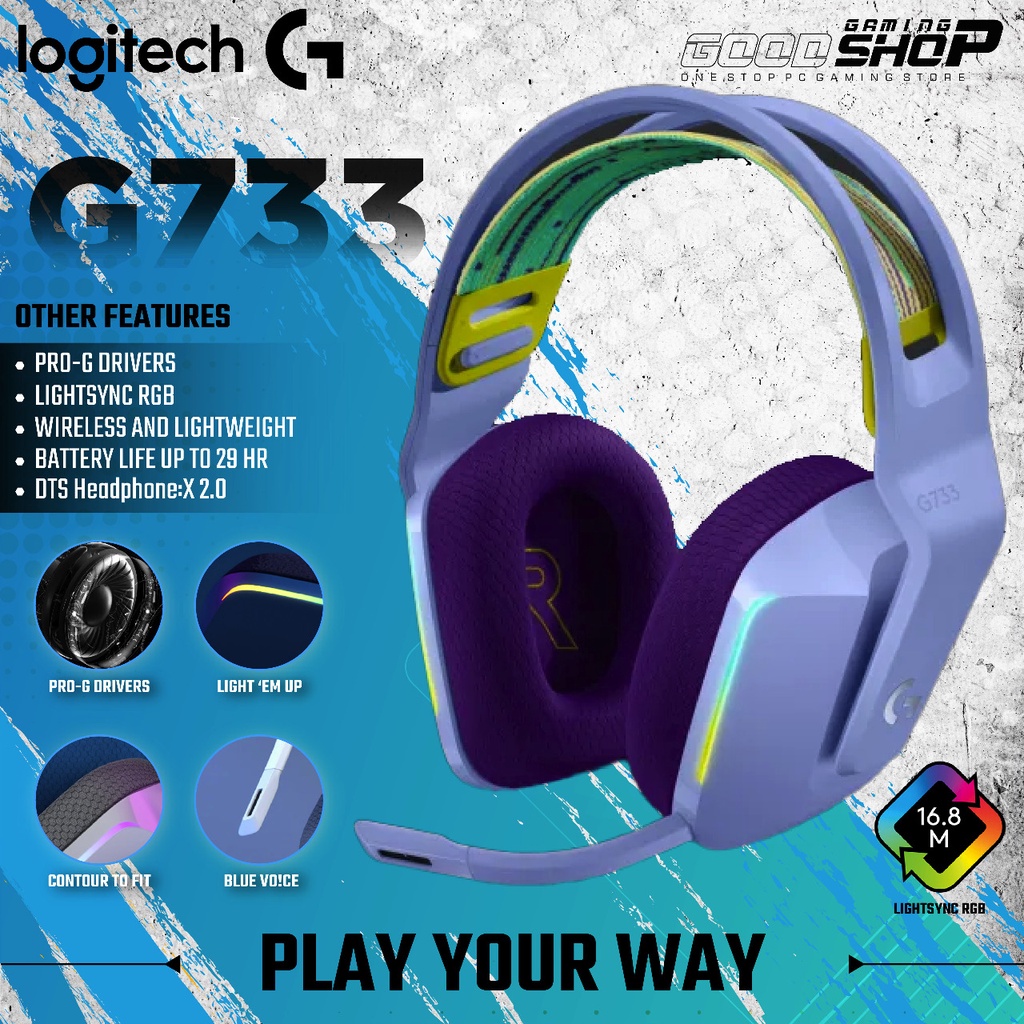 Logitech G733 Lightspeed LILAC - Wireless Gaming Headset