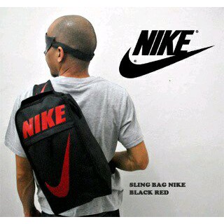 readi TAS SLING BAG SELEMPANG PRIA NIKE HITAM MERAH TAS SEPATU OLAHRAGA FUTSAL