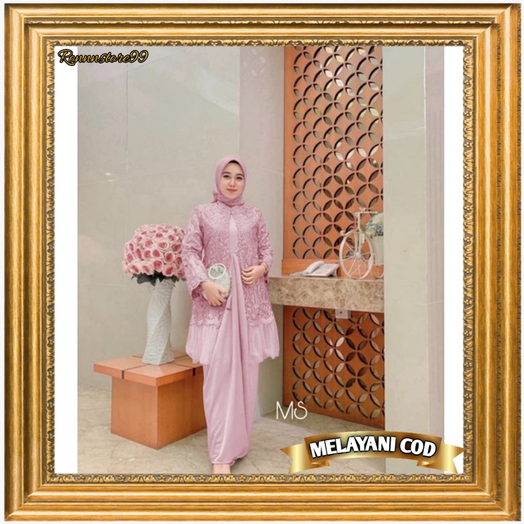 SS Baju Gamis Brukat Polos Fashion Wanita Dewasa Bahan Moscrepe Kombi Brukat Tile Import Dan Tile