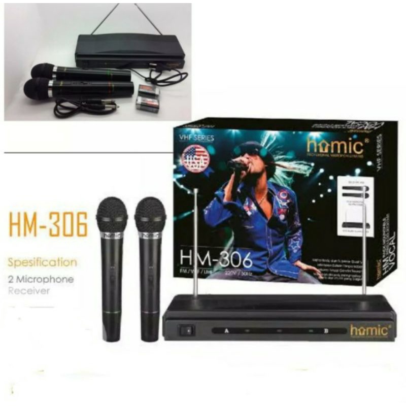 Mic Homic HM306 Mic Wireless Double, Best Seller