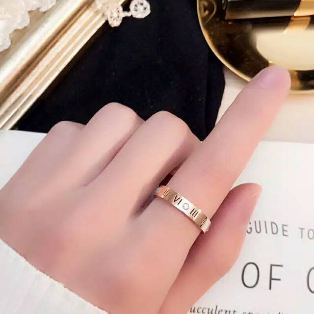 GG cincin Angka Romawi Titanium Premium# CC-111