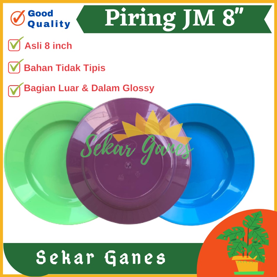 Piring Plastik JM 8 Inch Warna Biru Hijau Ungu - Piring Kecil Besar Set Makan Plastik Acara Pesta Melamin Rotan Murah - (1 pcs) Piring makan plastik ukuran 8&quot; super warna pekat murah grosir