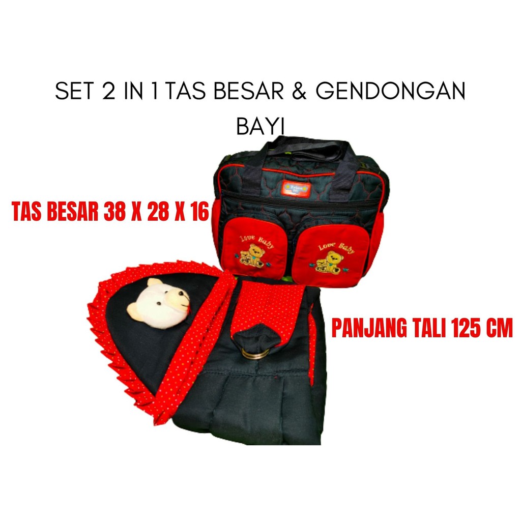 SET 2 IN 1 TAS BAYI BESAR DAN GENDONGAN SAMPING BONEKA TERMURAH