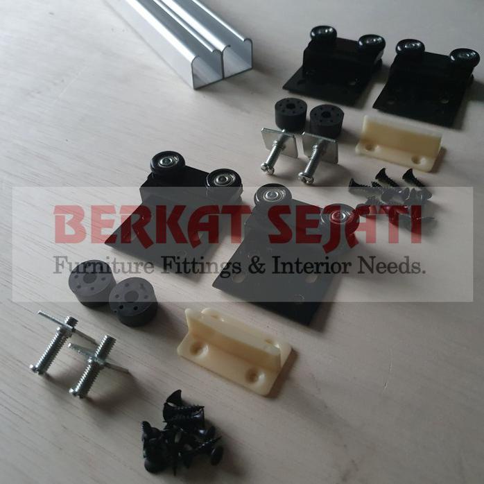 Rel + Roda Pintu Lemari Gantung / Partisi Kamar Sleding Sliding B 004