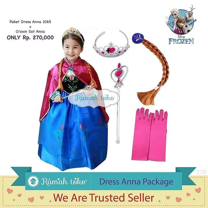 Set Mahkota Anak Cewe Frozen 3in1 / Princess Anna Crown Set COKLAT