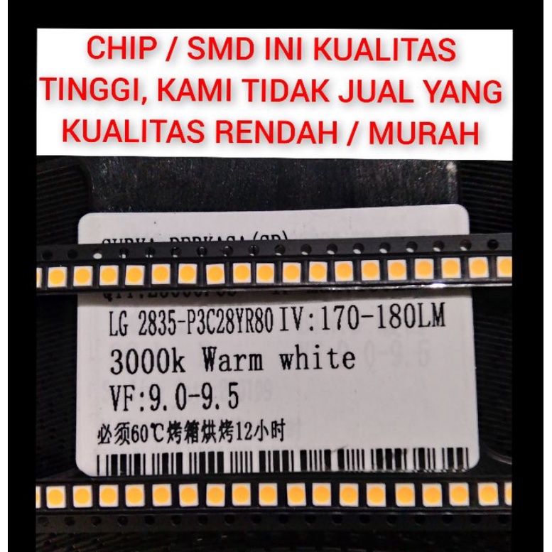 SMD CHIP LED LG 9V 1W 170-180LM WARM WHITE PER 100BJ