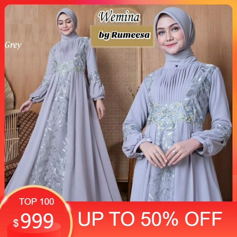 cod wemina maxy/gamis kekinian/dress pesta mewah/gamis muslim/maxy brukat tile ld 106