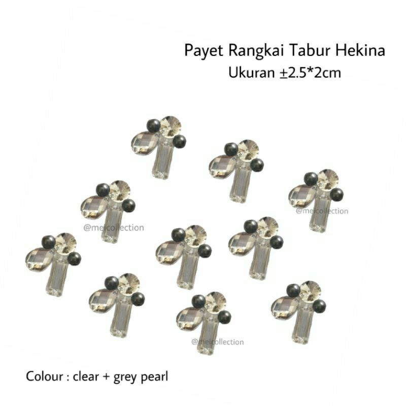 payet rangkai APL Hekina tabur crystal clear putih aplikasi dada pinggang