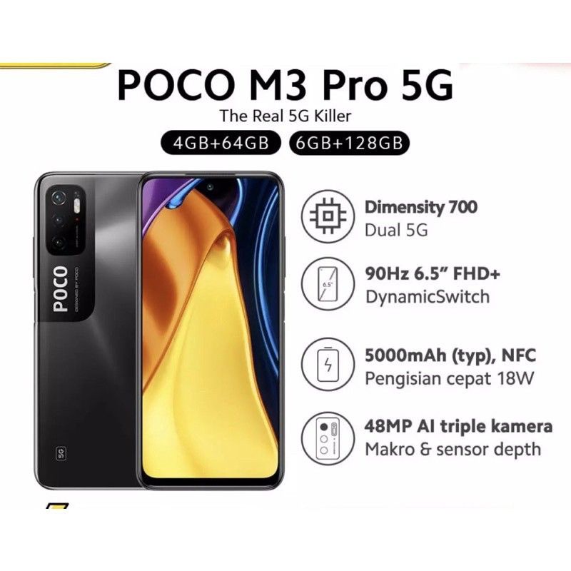 XIAOMI POCO M3 PRO [5G] RAM 4/64gb DAN 6/128gb 100% BARU NEW SEGEL DAN BERGARANSI RESMI TAM
