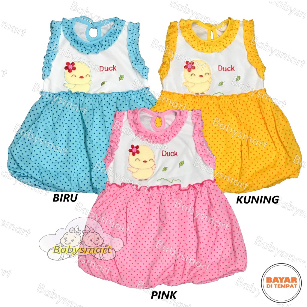 Babysmart - Baju bayi Perempuan Dress Ballon motif DUCK PLANET KIDS usia 0-12 bulan / Pakaian anak