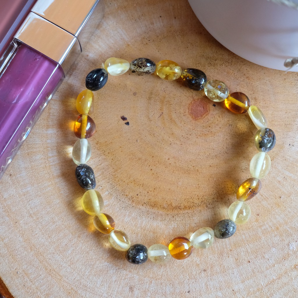 Gelang Amber Baltic Multicolor Beans [Dewasa]