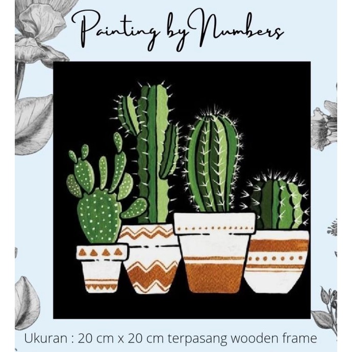 

DIY painting by number 20x20cm kerajinan tangan - CACTUS POT