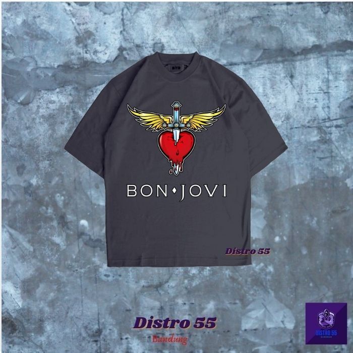 KAOS BAND BON JOVI LOGO VINTAGE TSHIRT (OVERSIZE TEE) / TSHIRT BAND BON JOVI LOGO KAOS OVERSIZE