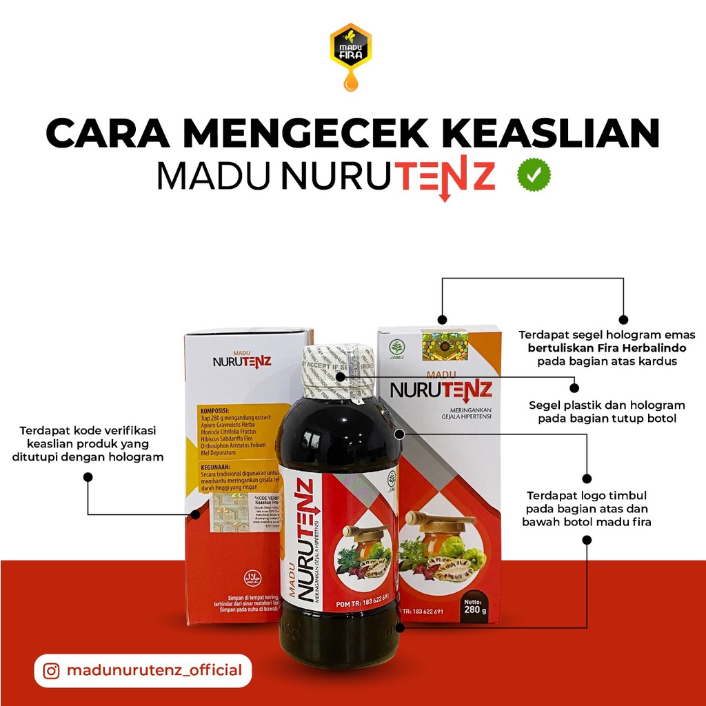 Madu NURUTENZ ASLI Obat Herbal Penurun Tekanan Darah Tinggi Hipertensi Jantung Madu Nurutens