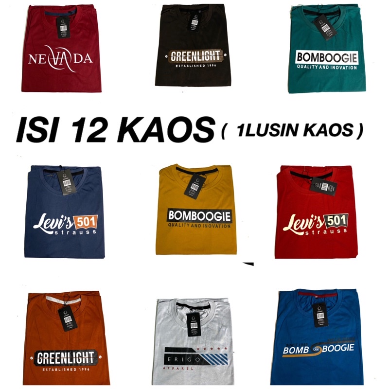 KAOS DISTRO PRIA ATASAN LUSINAN  ( 12 KAOS PRIA DISTRO) KAOS DISTRO MOTIF PRIA
