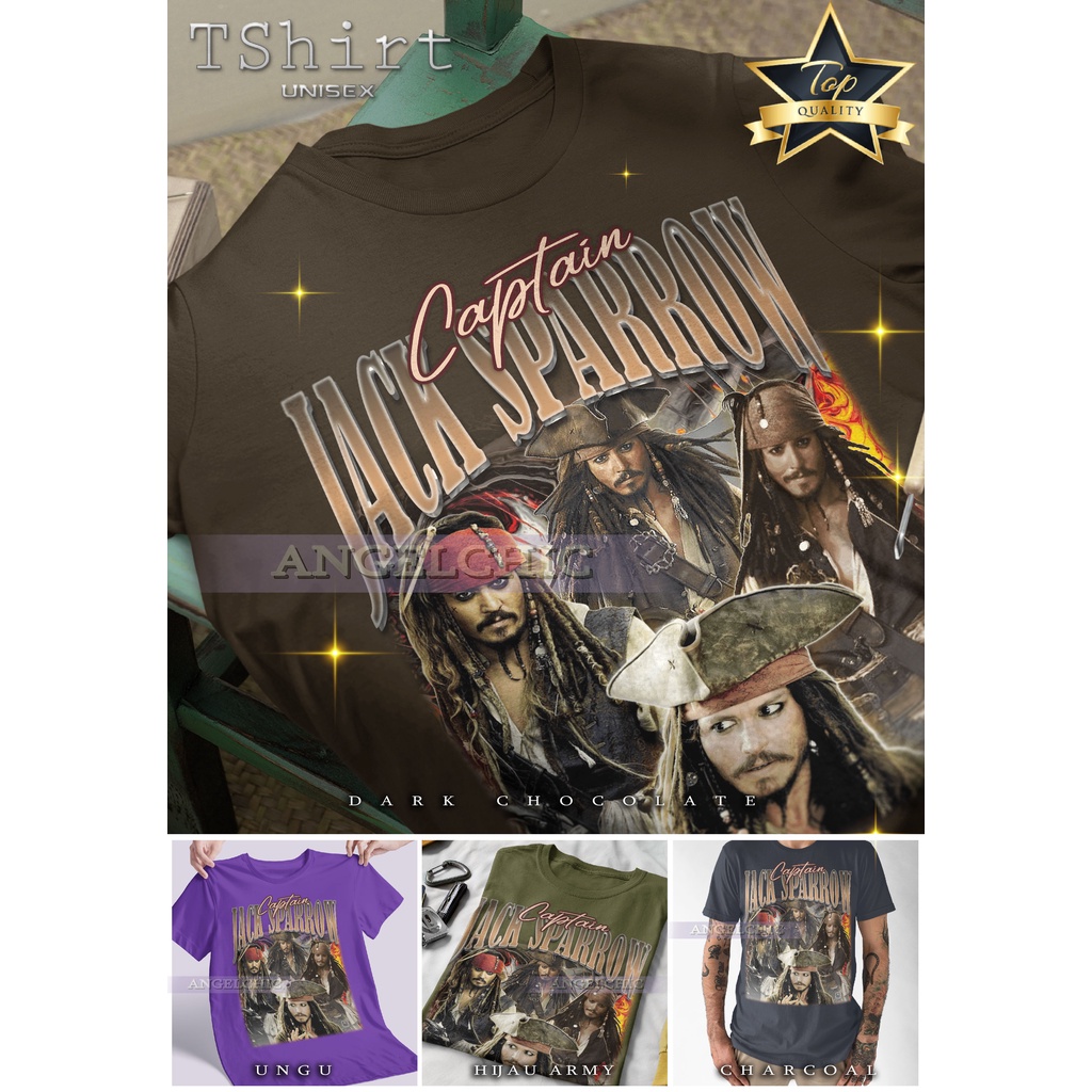 BAJU CAPTAIN JACK SPARROW Unisex Bootleg Tee Kaos Premium Vintage Retro
